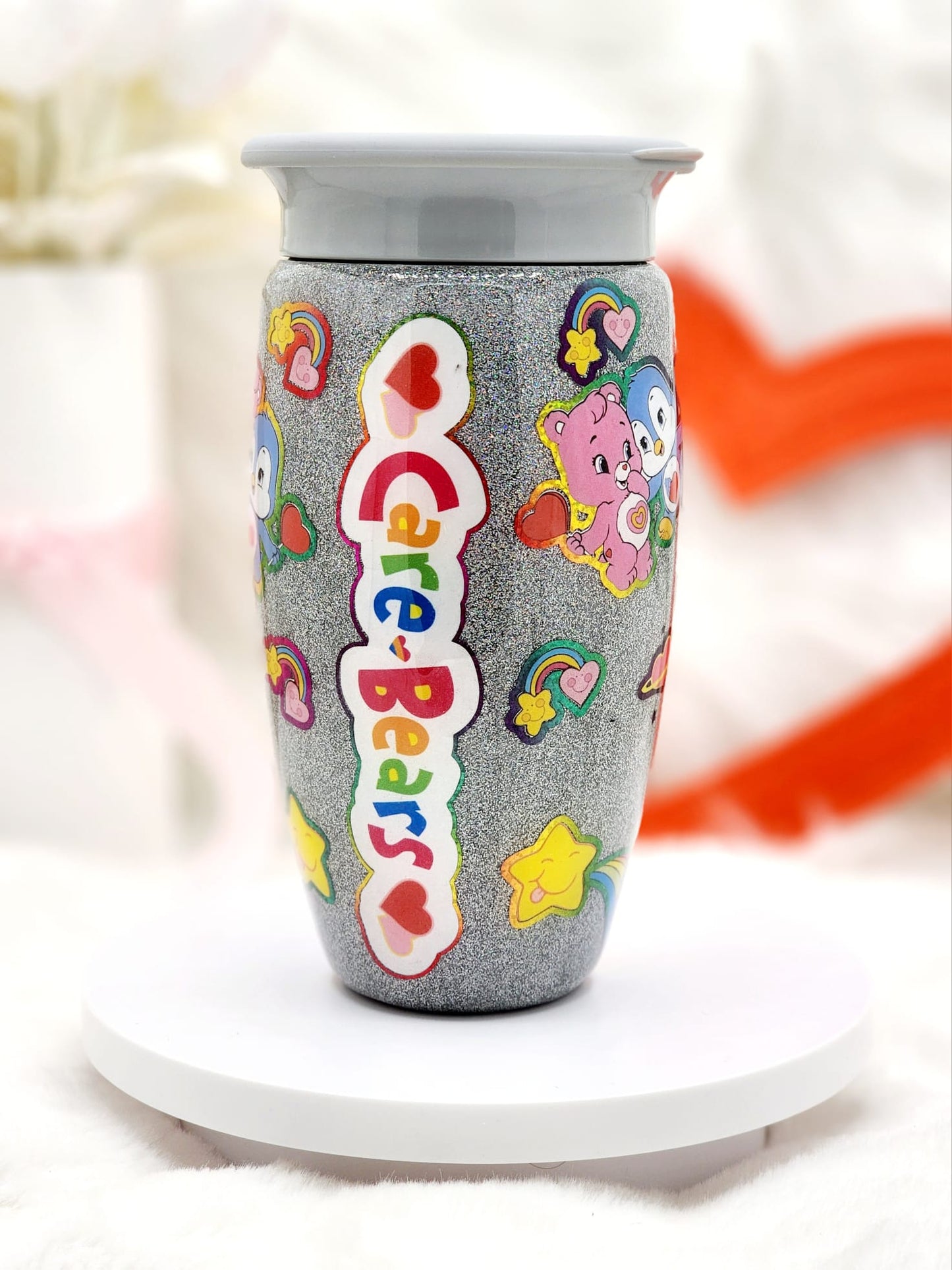 Glittered Care Bears sippy cup by Tumbler Funatics